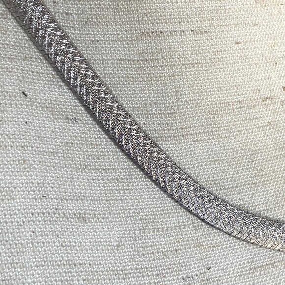 Sterling Silver 925 SU Italy Textured 6.5MM Wide Herringbone Chain Necklace 18" - Picture 12 of 16